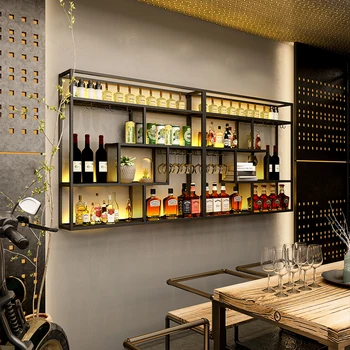 Kokteilių sieninė baro spintelė Moderni kampinė pakabinama alkoholinių gėrimų vyno spintelė Rūsio saugykla Cremalheira de Vinho Baro priedai