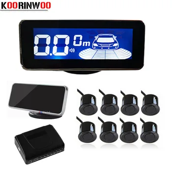 Koorinwoo LCD ekranas Parktronic automobilių parkavimo jutikliai 8 radarai garso signalizacijos zondai Automobilių detektorius Automobilių parkavimo meistras Atbulinė eiga
