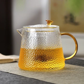 Kung Fu arbatos rinkinys Paprasta stačiakampė arbatos lenta Arbatos laikymo dėklas Aukštos kokybės karščiui atsparus stiklinis arbatos puodas