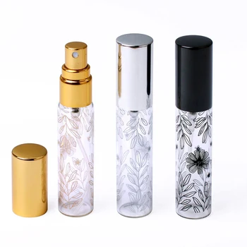 kvepalų buteliuko stiklas 10ml nešiojamas dekoratyvinis raštas su purkštuvu tuščias kosmetikos kelioninis parfume dėklas mini pakartotinai užpildomi buteliukai