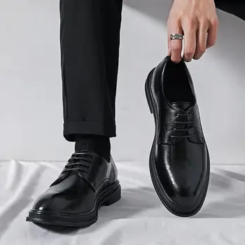 Kvėpuojantys Brogue odiniai batai Vyriški oficialūs drabužiai Verslas Aukštas jausmas Ūgis Didėjantis vidpadis Laisvalaikio kostiumo aukštis Didėjantis Wed
