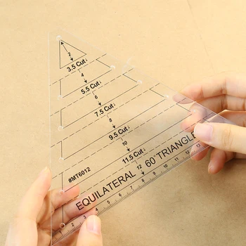 Kūrybinis daugiakampis pjovimas Susiuvimo liniuotė Audinys Rankinis siuvimo įrankis Daugiafunkcis akrilo trikampio liniuotės priedas Priedai