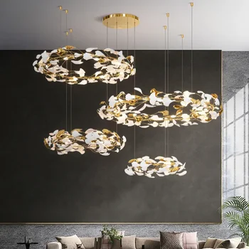 Kūrybinis LED šviestuvas svetainei Prabangus laiptų šviestuvas Modernus gėlių dizainas Vidaus apšvietimas Auksas Keramika Virtuvės blizgesys