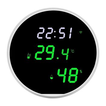 LED ekrano programos valdymas Patalpų temperatūros aliarmo jutiklis su laikrodžio funkcija namams Balta