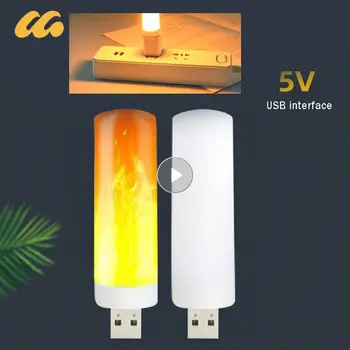 LED USB atmosfera Lemputė Liepsnos mirksinčios žvakių lemputės Knygų lempa 