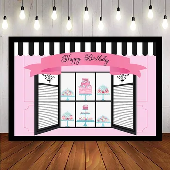 Ledų parduotuvė su gimtadieniu fotografijos fonas rožinės spalvos mergaičių fonas fotostudijai vakarėlių dekoravimo reikmenys prop