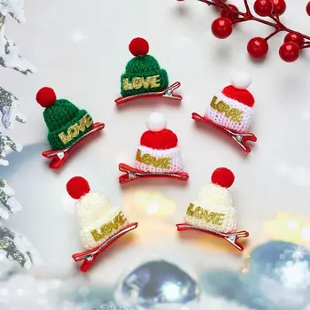 Linksmų Kalėdų dekoro kalėdinė skrybėlė Kalėdų senelio blizgučių vaikų kalėdinių plaukų segtukas raudonas Barrette audinys