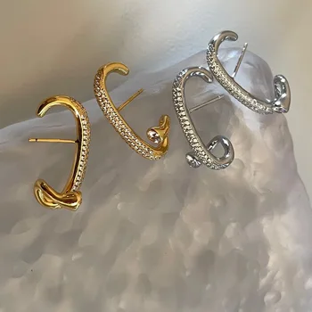 LONDANY auskarai prancūziškas lengvas prabangus dizainas mažumos jausmas pusiau žiedas kabliukas auskarai auskarai auskarai su geometrinėmis linijomis