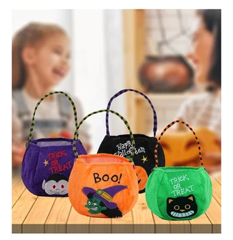 Loot Party Kids Pumpkin Trick Or Treat Tote Bags Candy Bag Halloween Candy Storage Gift Basket Halloween
