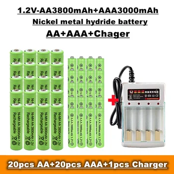 Lupuk - AA + AAA Nimh įkraunama baterija, 1.2v 3800 MAH / 3000 mAh, nuotolinio valdymo pultui, žaislams, radijui ir kt. + įkroviklių pardavimas