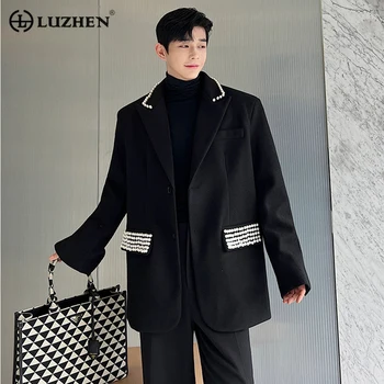 LUZHEN Elegant Men's Blazers Jacket Fashion Original Luxury Design Imitation Pearl Decorate Madingas kostiuminis paltas 2024 Spring D68ca4