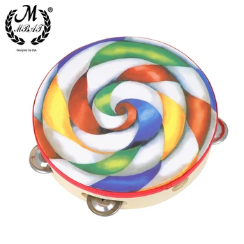 M MBAT 8 colių tamburino spalvingas ledinukas rankomis laikomas tamburino mušamieji muzikos instrumentas Vaikų žaislas Kalėdų dovana