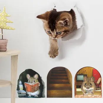 M228 Pelės katės Gyvūnai Sieninis lipdukas Vonios kambario tualeto dekoras Svetainės spintelė Šaldytuvas Namų dekoravimo lipdukai