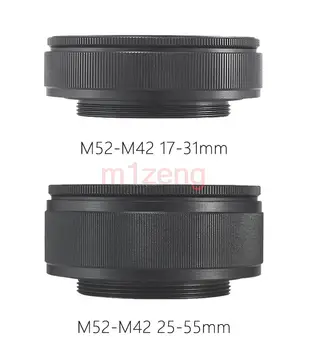 m52-m42 17-31mm 25-55mm 35-90mm M52 į M42 Mount Fokusavimo žiedo adapteris Makro prailginimo vamzdelis fotoaparato objektyvui