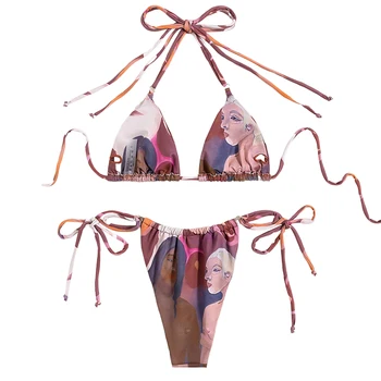 Madingas moteriškas maudymosi kostiumėlis Seksualus kaklaraištis Personalizuotas seksualus bikinio vasaros maudymosi kostiumas vasaros atostogoms SPA ir kitas vanduo