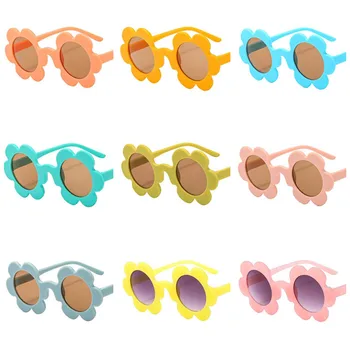 Madingi akiniai nuo saulės Unisex Animacinis filmas Gėlės Saulės akiniai Apvalus lęšis Anti-UV akiniai Saldainių spalvos Akiniai Dekoratyviniai akiniai