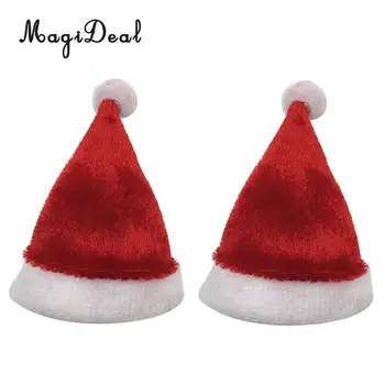 MagiDeal 2vnt 1/6 mastelio kalėdinės skrybėlės Kalėdų senelio kepurė 12inch veiksmo figūrėlės lėlės žaislo priedui