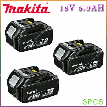 Makita 100%Originali ličio jonų įkraunama baterija 18V 6000mAh 18v gręžtuvas Pakaitinės baterijos BL1860 BL1830 BL1850 BL1860B