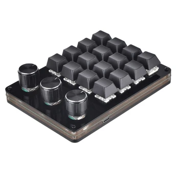 Makro klaviatūros programavimo klaviatūra 16 Klavišas 3 Rankenėlė Mechaninė klaviatūra Mini mygtukų kilimėlis karštiems apsikeitimo žaidimams 