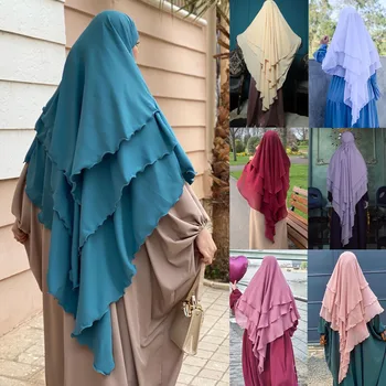 Maldos drabužis Caftan Long Khimar Islamo moterys Hidžabai Berankovės viršūnės Abaya Eid Ramadan pilnas viršelis Musulmonų arabų drabužiai Niqab