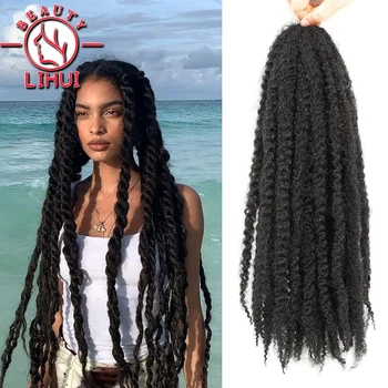 Marley Twist Pynimo plaukai 18 colių nėrimo pynės Ilgi Afro Kinky sintetiniai plaukai moterims Sukasi Pynimas Plaukų priauginimas