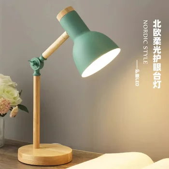 Medinė stalinė lempa Creative Flex stalo šviesos menas Paprastas LED E27 žibintas / akių apsaugos skaitymas ir miegamojo namų naktinis apšvietimas
