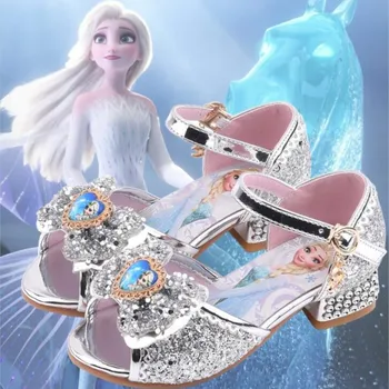 Mergaičių sandalai Sušaldyti 2 Elsa Princess batai Mažos mergaitės Krištolo batai Vaikai Aukštakulniai Catwalk Show Batai