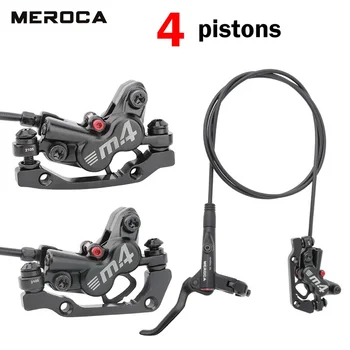 MEROCA hidraulinis stabdys 4 stūmoklinio dviračio stabdžio apkaba Priekinis-800mm/Galinis-1400mm MTB Stabdžių dviratis Hidraulinis 160mm diskinis stabdys