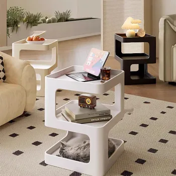 Metalinis minimalistinis kavos staliukas Miegamasis Transformuoti estetines grindis Sodyba Kvadratinis šoninis staliukas Kaimiškas Mesas Bajas Patio baldai