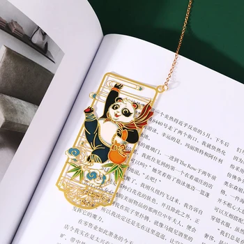 Metalinė panda tuščiavidurė žymė dovanų dėžutė kinų retro dažytas klipas puokštė pakabukas vaikas kanceliarinės prekės knygų klipas mokykliniai biuro reikmenys