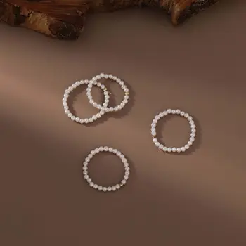 Minimalistinis elastinis vakarėlis Vestuvių dovana Mados aksesuarai Geometriniai žiedai Perlų žiedai Pirštų papuošalai Moteriškas žiedas