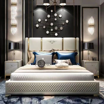 Minkštos lovos Modernus miegamasis Karalienės dydis Moderni japoniška itališka lova Aukštos kokybės buitiniai kameros namų baldai miegui