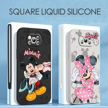 Minnie Mickey Love Pink for Xiaomi POCO X4 M5S F4 M4 X3 F3 M3 C3 F2 X2 F1 Pro GT NFC 4G 5G Liquid Rope telefono dėklas