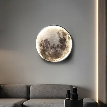Modern Moon Light Sieninis šviestuvas Miegamojo fonas LED Sconce Light Living Home Decor Creative Earth Stairs Interjeras Wandlampe