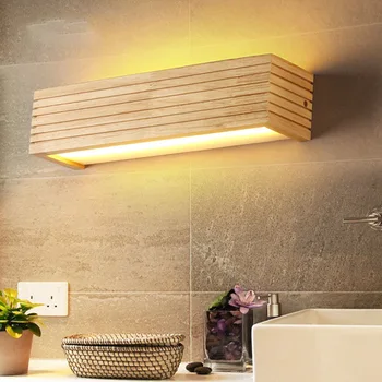 Modernaus japoniško stiliaus LED sieniniai šviestuvai Ąžuolo mediniai medžio masyvo kūrybiškumas Sieniniai šviestuvai Persirengimo veidrodis Miegamasis Vonios laikiklis Lempa