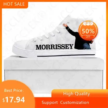 Morrissey Rock Singer High Top Aukštos kokybės sportbačiai Vyriški moteriški paaugliai Drobė Sportbačiai Atsitiktiniai poros batai Individualūs batai Balti