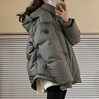 Moteriškas pūkinis medvilninis paltas 2023 Nauja korėjiečių kalba Laisvas duonos paltas Studentas Sutirštinta pora medvilninis paltas Žieminiai drabužiai Parkas
