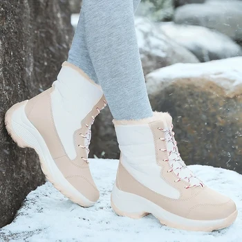 Moteriški batai 2023 Trend Fur Fur Ankle Boots Platform Snow Bota Snow Bota Mujer Keep Warm Snow Žieminiai batai Moteriški botinai sutirštinti