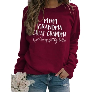 Moterys Įgulos džemperis Juokinga mama Močiutė Didžiosios raidės Grafinis ilgomis rankovėmis Laisvalaikio laisvas megztinis Top Motinos diena