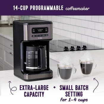 Mr. Coffee® 14 puodelių programuojamas kavos virimo aparatas, tamsus nerūdijančio plieno kavos virimo aparatas
