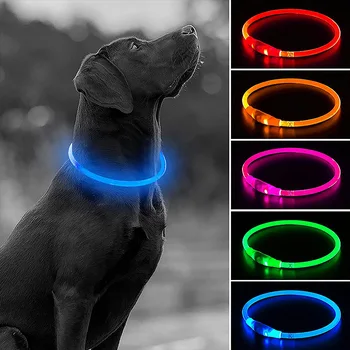 Naminių gyvūnėlių reikmenys Šunų antkaklis LED lengvas antkaklis Šunų antkaklis USB Įkraunamas naminių gyvūnėlių antkaklis Lauke Šunų vaikščiojimas Nuostolių prevencijos antkaklis