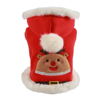 Naminių gyvūnėlių žieminiai drabužiai mažiems šunims Kalėdiniai kombinezonai Šuniuko apranga su gobtuvu