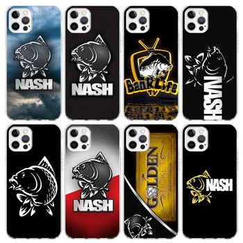 Nash Fishing Art telefono dėklas, skirtas iPhone 15 14 13 12 Mini 11 Pro Max Cover 7 Plus X XS XR 8 + SE Silicone Shell Print Fundas