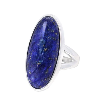 Natūralaus akmens Lapis Lazuli ovalus kabošono žiedas moterims Dovana