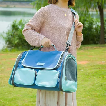 Nauja kontrastinė spalva Vieno peties augintinio krepšys kvėpuojantis nešiojamas kačių krepšys Japoniškas ir korėjietiškas įstrižas kryžminis šunų krepšys