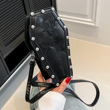 Nauja naujovė Karsto formos piniginės ir rankinės moterims Gotikinis kryžminis pečių krepšys Merginos mažas kryžminis krepšys Mados dienos sankabos