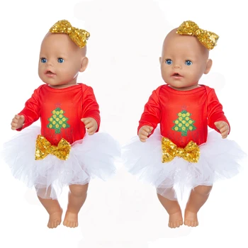 Nauja suknelė Kalėdinis kostiumas Lėlių drabužiai Tinka 17 colių 43cm Lėlių drabužiai Gimęs kūdikio kostiumas kūdikio gimtadienio fistival dovanai