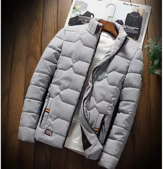 Nauja žieminė šiltų paltų striukė ilgomis rankovėmis medvilninis paminkštintas švarkas Vyriška stand-up apykaklė Striukė plius dydžio medvilninė striukė S28