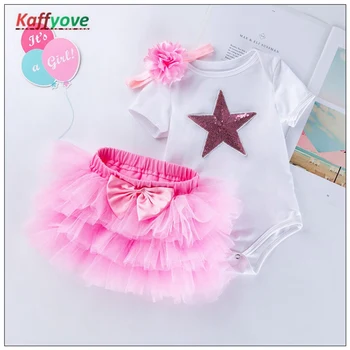 Naujagimių mergaičių drabužiai Pirmojo gimtadienio Tutu sijonas Bowknet elegantiškas Pageant Infantil trumpomis rankovėmis Princess Toddler Summer Pink kostiumas