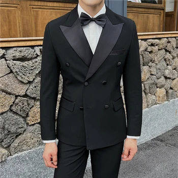 Naujas kostiumas vestuvinis kostiumas (kostiumas + liemenė + kelnės) Aukštos kokybės vyriškas plonas mados kostiumas 3/2 dalių suknelė Anglija Style Regular Blaze